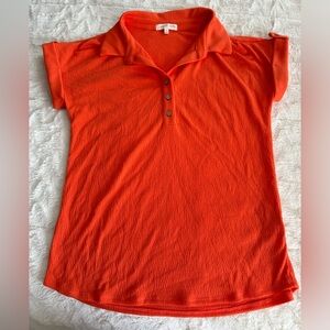 Bright Orange Soft Collared T-Shift - Business Casual - Size Small